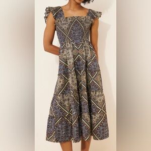 Hill House Ellie Nap Dress in Olive Equestrian Scarf - Size M